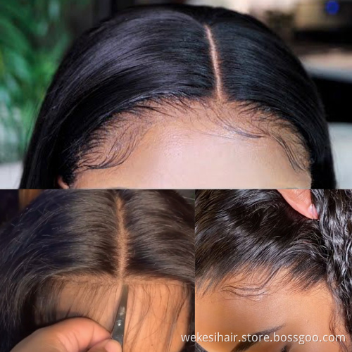 Full Cuticle Peruvian Natural Straight Hair Bundle Deals With Silk Based Middle Part Lace Closure Free Shipping